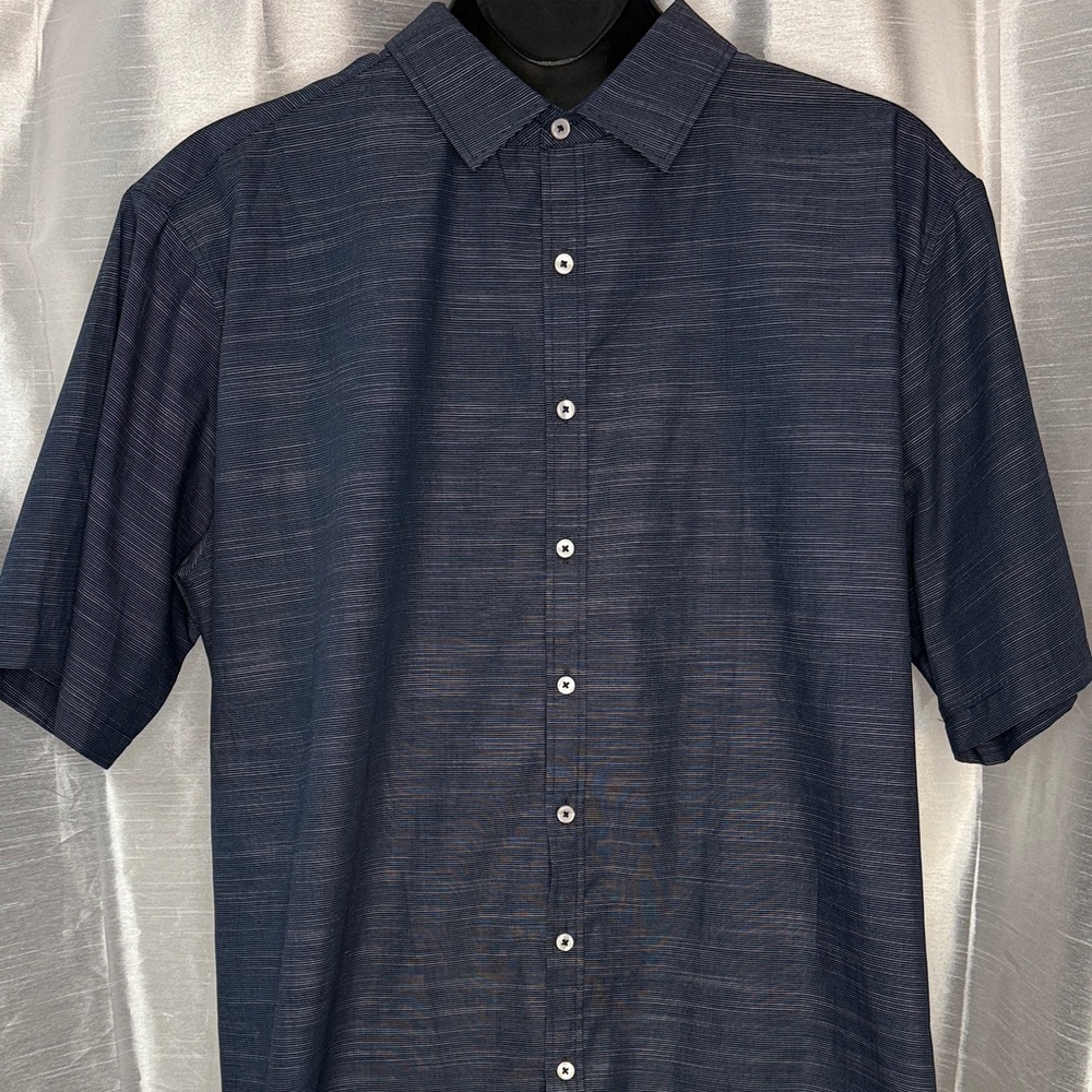 Beverly Hills Polo Club Button Up Collar Short Sleeve Men’s 3XLB(Big) Navy Shirt